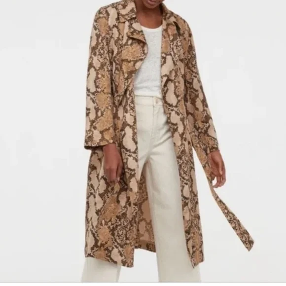 H&M Animal Print Jacket Sz 4 Women Belted Gorgeous - Picture 3 of 10